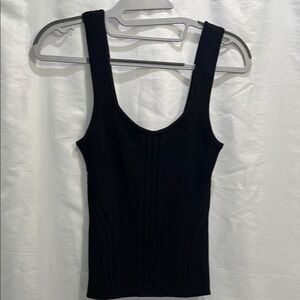 White House Black Market Black Ribbed Fitted Tank Top